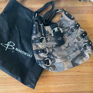Vintage B Makowsky Leather Camouflage Shoulder Bag